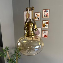 Bamyum Solvia Cam Bal Rengi Tekli Avize Retro Sarkıt Lamba Salon Aydınlatma