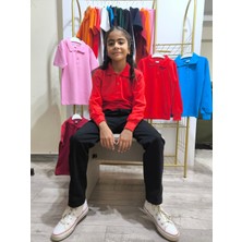 Şimo Butikunisex Çocuk Genç Polo Yaka Uzun Kol Okul Günlük Nefes Alabilen Kumaş