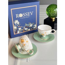 Rossev Türk Kahve Fincanı Peachy 2 Kişilik 4 Parça Özel Kutulu
