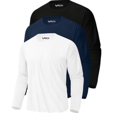 Rich Erkek Siyah-Beyaz-Lacivert 3'lü Paket Basic Uzun Kollu Sporcu Body