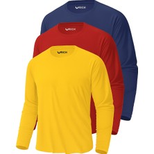 Rich Erkek Sarı-Kırmızı-Lacivert 3'lü Paket Basic Uzun Kollu Sporcu Body