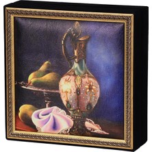 Ambalaj Pazarı Altın Işlemeli Ibrik Tablo Çikolata Kutusu Takımı 25 Bölmeli 25X25 cm