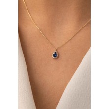 Yavuz Kuyumculuk 14 Ayar Altın Safir Taşlı Kolye