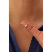 Yavuz Kuyumculuk 14 Ayar Altın Taşlı Minimal Kuzey Yıldızı Kolye