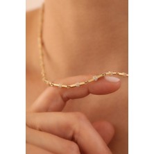 Yavuz Kuyumculuk 14 Ayar Altın Kemik Taşlı Kolye