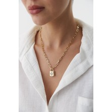 Yavuz Kuyumculuk 14 Ayar Altın Ataş Zincir Kilit Yonca Kolye