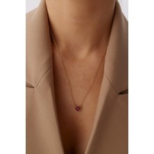 Yavuz Kuyumculuk 14 Ayar Altın Forse Zincir Kırmızı Kalp Kolye