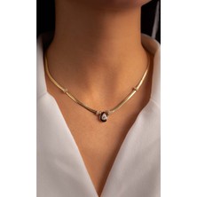 Yavuz Kuyumculuk Altın Sekizgen Mineli Damla Baget Kolye