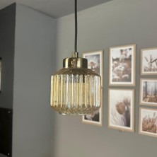 Bamyum Jerno Cam Bal Rengi Tekli Avize Küçük Plafonyer Başlık Retro Sarkıt Lamba Salon Aydınlatma