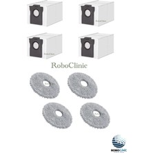 Roboclinic Dreame L10S Ultra Gen 2 Robot Süpürge Uyumlu Yedek Toz Torbası, Mop Paspas -8 Parça