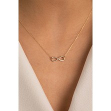 Yavuz Kuyumculuk 14 Ayar Altın Tektaş Sonsuzluk Kolye