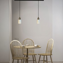 Bamyum Tiny Beyaz Cam Ikili Avize Lale Başlık Retro Sarkıt Lamba Restoran Salon Aydınlatma