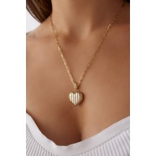 Yavuz Kuyumculuk 14 Ayar Altın Ataş Zincir Taşlı Kalp Kolye