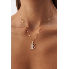 Yavuz Kuyumculuk 14 Ayar Altın Küp Zincir Taşlı Harf Kolye