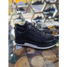 Garajmen Siyah Deri Eva Taban Su Geçirmez Comfort Mevsimlik Erkek Sneaker Ayakkabı