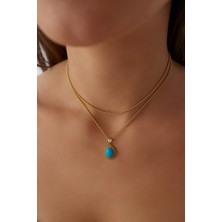 Yavuz Kuyumculuk 14 Ayar Altın Popcorn Zincir Firuze Kolye