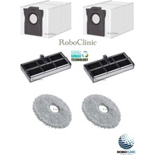 Roboclinic Dreame L10S Pro Ultra Heat Robot Süpürge Uyumlu Yedek Toz Torbası, Hepa Filtre, Mop Paspas -6 Parça