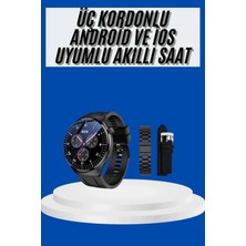 Shopwe Amoled Ekran Akıllı Saat Üç Kordonlu Ios Android Uyumlu
