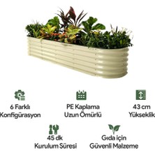 Dekorafence Yükseltilmiş Bahçe Yatağı Seti Metal 195X60X43CM Modüler Sebze Yatağı (6 Farklı Kurulum Olanağına Sahip)