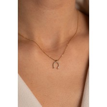 Yavuz Kuyumculuk 14 Ayar Altın Taşlı Nal Kolye