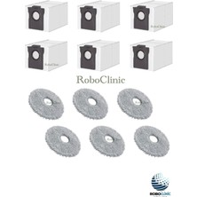 Roboclinic Dreame D20 Ultra Robot Süpürge Uyumlu Yedek Toz Torbası, Mop Paspas -12 Parça