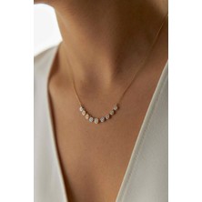 Yavuz Kuyumculuk 14 Ayar Altın Sıralı Taşlı Üç Renk Kolye