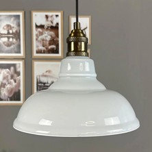 Bamyum Vishi Cam Beyaz Tekli Avize Lale Başlık Retro Sarkıt Lamba Salon Aydınlatma