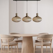 Bamyum Elegant Cam Bal Rengi Üçlü Eskitme Tokmak Başlık Sarkıt Lamba Restoran Salon Aydınlatma