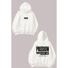 Anetos Passıon Tasarım Sırt Baskılı Beyaz Sweatshirt