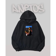 Anetos Asap Rocky 3 Tasarım Siyah Ön Baskılı Sweatshirt