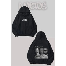 Anetos Fıght Clup 7 Sırt Baskılı Siyah Kapüşonlu Sweatshirt