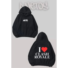 Anetos I Love Linkin Park Sırt Baskılı Siyah Kapüşonlu Sweatshirt