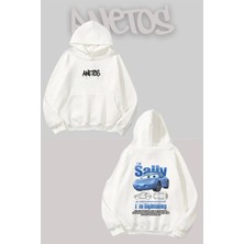 Anetos Sally Cars Sırt Baskılı Beyaz Kapüşonlu Sweatshirt