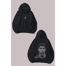 Anetos Ronaldo Tasarım Sırt Baskılı Siyah Sweatshirt
