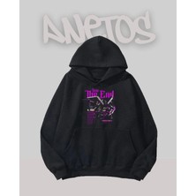 Anetos The End Tasarım Siyah Ön Baskılı Sweatshirt