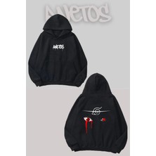 Anetos Itachi Eye Fanart Sırt Baskılı Siyah Kapüşonlu Sweatshirt