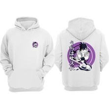 Anetos Sasuke Tasarım Sırt Baskılı Beyaz Sweatshirt