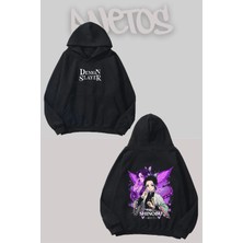 Anetos Demon Slayer 9 Tasarım Siyah Ön Arka Baskılı Sweatshirt