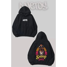 Anetos Snoop Dog Sırt Baskılı Siyah Kapüşonlu Sweatshirt