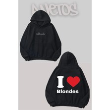 Anetos Blondes 7 Tasarım Siyah Ön Arka Baskılı Sweatshirt