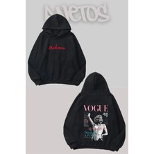 Anetos Madonna 8 Tasarım Siyah Ön Arka Baskılı Sweatshirt