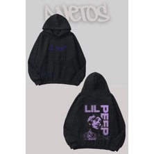 Anetos Lil Peep 2 Tasarım Siyah Ön Arka Baskılı Sweatshirt