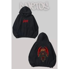 Anetos Slayer 5 Tasarım Siyah Ön Arka Baskılı Sweatshirt