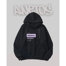Anetos Unravel Tasarım Siyah Ön Baskılı Sweatshirt
