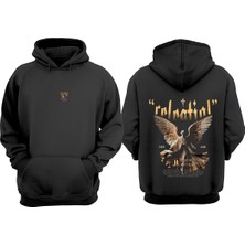 Anetos Celeatial Tasarım Sırt Baskılı Siyah Sweatshirt