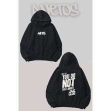 Anetos You Do Not Sırt Baskılı Siyah Kapüşonlu Sweatshirt