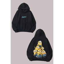 Anetos Minios Tasarım Sırt Baskılı Siyah Sweatshirt