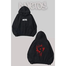 Anetos Itachi 1 Sırt Baskılı Siyah Kapüşonlu Sweatshirt