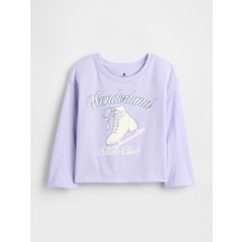 Gap Kız Bebek Mor Mix & Match Relaxed Grafik T-Shirt