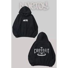 Anetos Crossfit Iam Sırt Baskılı Siyah Kapüşonlu Sweatshirt